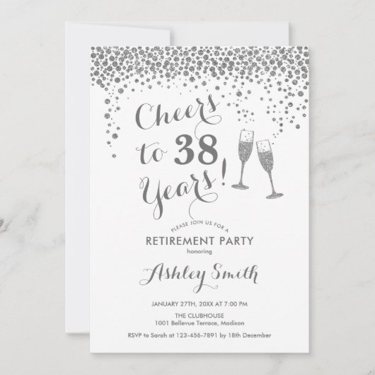 Soirée de retraite Invitation White Silver (Devant)