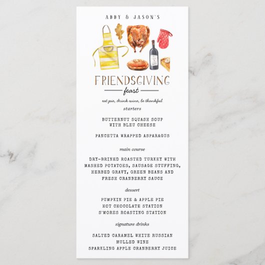 Soirée de Thanksgiving Friendsgiving Menu du dîner (Devant)