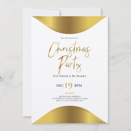 Soirée de typographie de Noël or invitation (Devant)