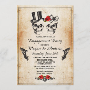 Soirée d'engagement du crâne Halloween Invitation
