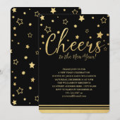 Soirée du Nouvel An Invitation / Noir (Devant / Derrière)