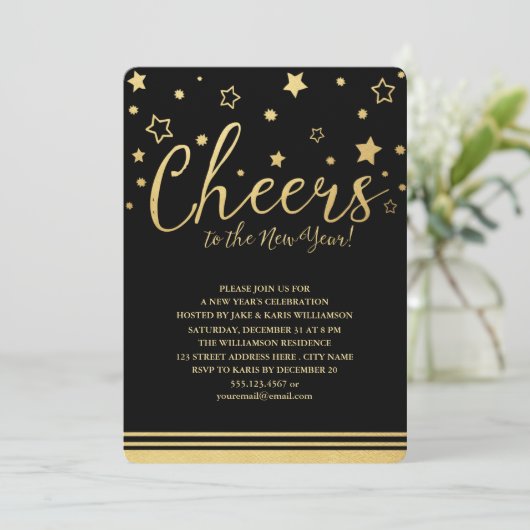 Soirée du Nouvel An Invitation / Noir (Debout devant)