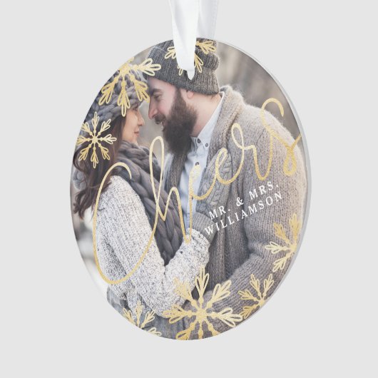 Soirée Elegant Gold Snowflake Photo de vacances (devant)