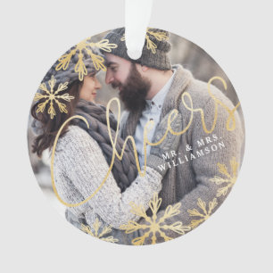 Soirée Elegant Gold Snowflake Photo de vacances