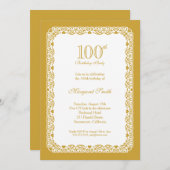 Soirée élégante en or 100e anniversaire Invitation (Devant / Derrière)