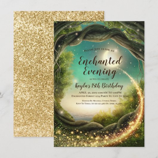 Soirée Enchantée, Invitations Pailletées (Devant / Derrière)