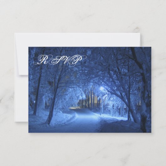 Soirée hiver Mariage neige Cartes RSVP (Dos)