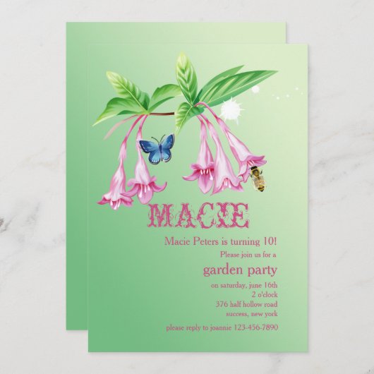 Soirée Jardin Nectar Invitation (Devant / Derrière)