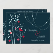 Soirée Noël Oiseaux d'hiver Faire-part de mariage (Devant / Derrière)