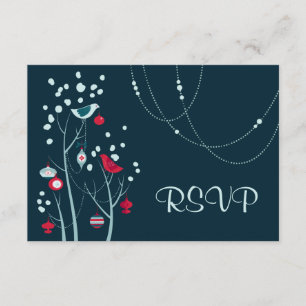 Soirée Noël Oiseaux d'hiver Mariage Cartes RSVP