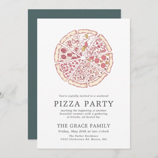 Soirée Pizza Classique | Invitation (Devant / Derrière)
