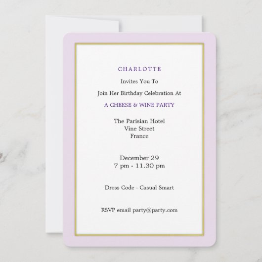 Soirée raffinée & vins Thème Fête Invitation (Dos)