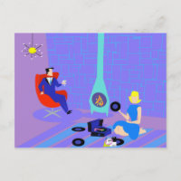 Soirée rétro à la maison Carte postale