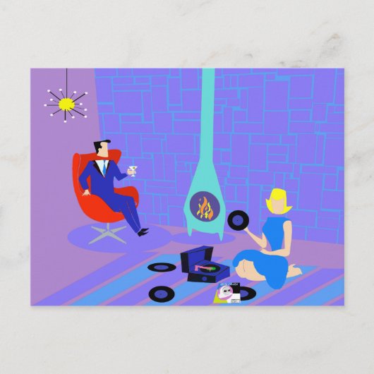 Soirée rétro à la maison Carte postale (Devant)