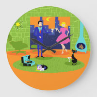 Soirée romantique rétro Couple Round Wall Horloge