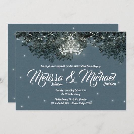 Soirée sous les étoiles Faire-part de mariage (Devant / Derrière)