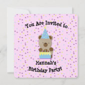 Soirée Teddy Bear Anniversaire Invitation (Dos)