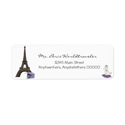 Soirée violette à Paris Étiquette de adresse Tour (Devant)