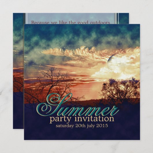 Soirées d'été Invitation à une soirée rustique en  (Devant / Derrière)