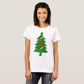 Sois Joyeux Vin Noël Arbre Rouge Vert T-shirt (Devant entier)
