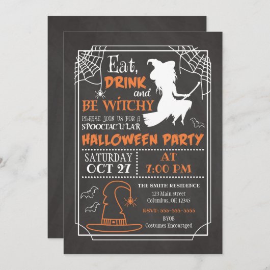 Sois Witchy Halloween Party Invitation (Devant / Derrière)