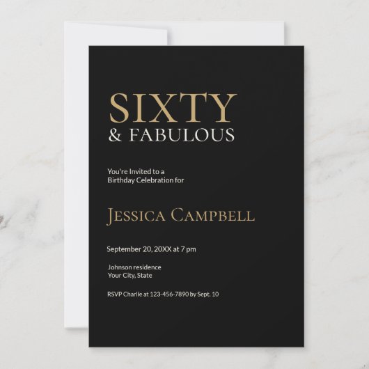 Soixante ans et fabuleux Invitation d'anniversaire (Devant)
