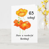 Soixante-cinquième carte d'anniversaire de pavots (Fleur jaune)