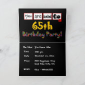 Soixante-cinquième invitation de fête et colorée (Intérieur)