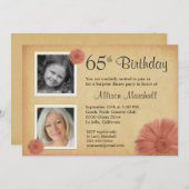 soixante-cinquième Invitations rustiques de photo (Devant / Derrière)