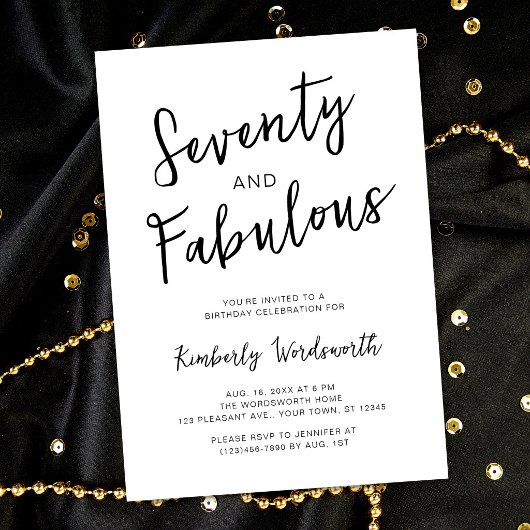 Soixante-dix ans et Fabuleux Texte Invitation 70e 