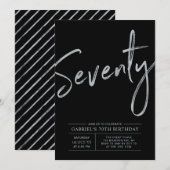 Soixante-dix Modern Silver & Black 70e Invitation (Devant / Derrière)