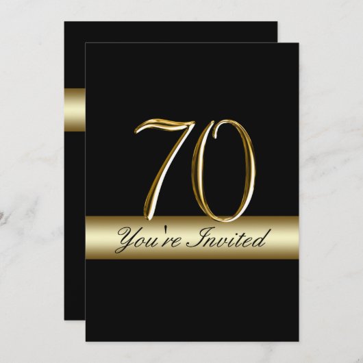 Soixante-dixième invitations d'anniversaire en (Devant / Derrière)