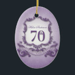 soixante-dixième Ornement personnalisé par<br><div class="desc">Cadre vintage - ornement personnalisable. Vous pouvez facilement changer la couleur des textes,  la police,  la taille et la position en cliquant sur le bouton de personnaliser.</div>