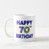 Soixante-dixième tasse heureuse d'anniversaire (Gauche)