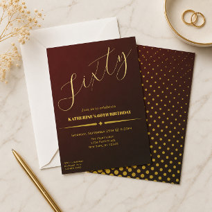 Soixante Élégant Rubis & Or 60e Invitation d'anniv