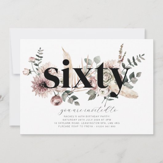 Soixante fleurs - 60e anniversaire Invitation (Devant)
