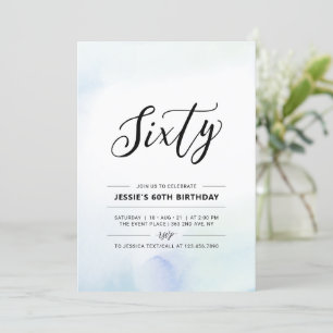 Soixante Minimal 60e Invitation Anniversaire Bleu 