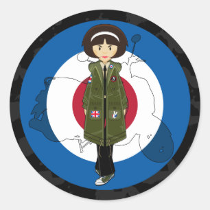 Soixante mod fille à Parka avec scooter Sticker