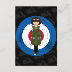 Soixante Mod Girl à Parka avec Scooter carte RSVP