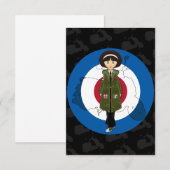 Soixante Mod Girl à Parka avec Scooter carte RSVP (Devant / Derrière)