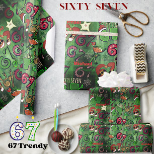 Soixante-Sept Branché Papier Cadeau I Chanceux 67