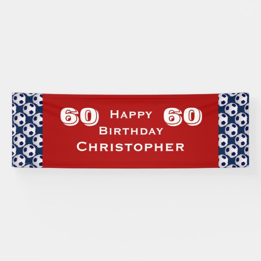 soixantième Bannière de ballon de football de fête (Horizontal)