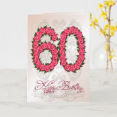 soixantième carte d'anniversaire avec les roses et (Fleur jaune)