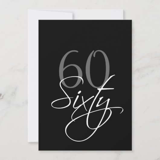 Soixantième invitation d'anniversaire de gris noir (Devant)