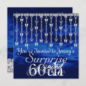 soixantième Invitation de BLEU de papillon (Devant / Derrière)