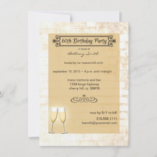 Soixantième invitation de fête d'anniversaire de (Devant)
