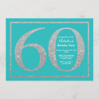 soixantième Invitation Teal d'anniversaire et