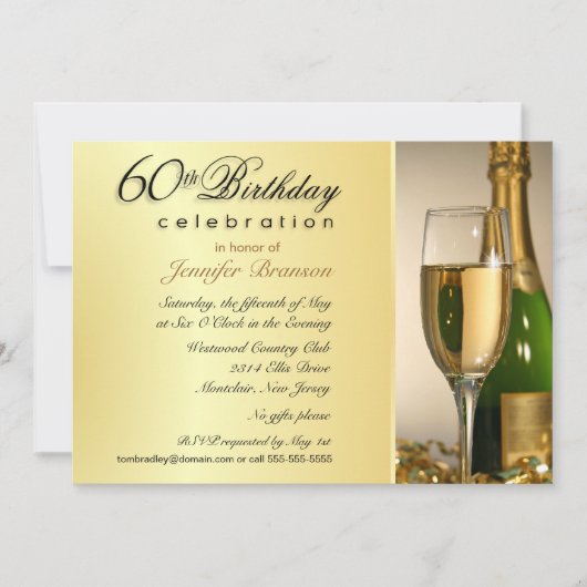 Soixantième invitations de fête d'anniversaire (Devant)