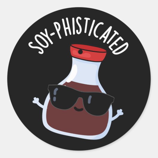 Soja-verfijnde Funny Soy Sauce Pun Dark BG Ronde Sticker (Voorkant)