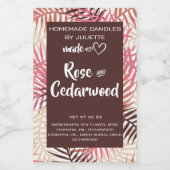 Sojakaars Tropische bladeren Roze bordeaux verpakk Voedselcontainer Etiket (Enkel label)